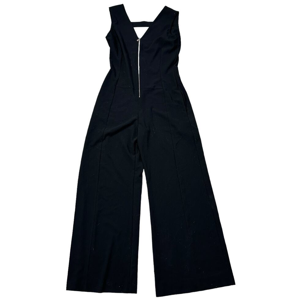 D. Exterior Black Jumpsuit Deep V-Neck Cut Out Sexy Wide Leg Small - Picture 5 of 7
